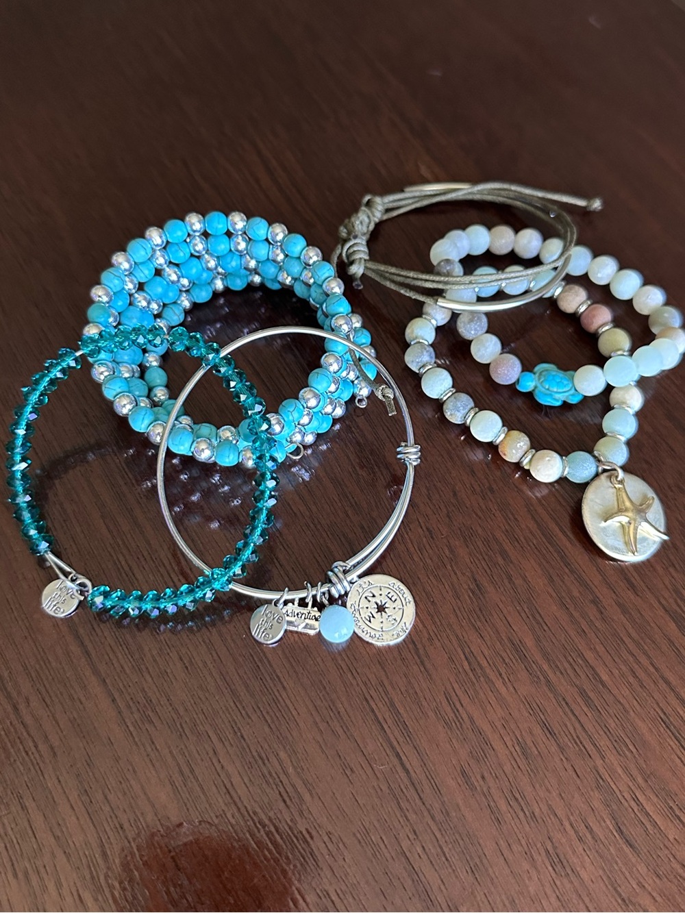 Assorted Turquoise and Teal Multi-Stack Bracelet Set - Picture 2 of 2